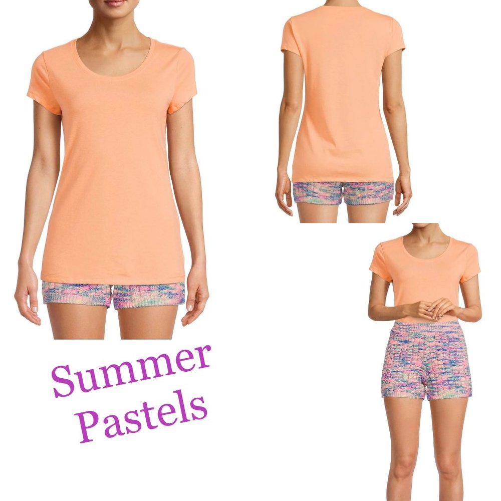 Light cotton short sleeve tee shirt Great For Layering PEACH JELLY Summer Pastel